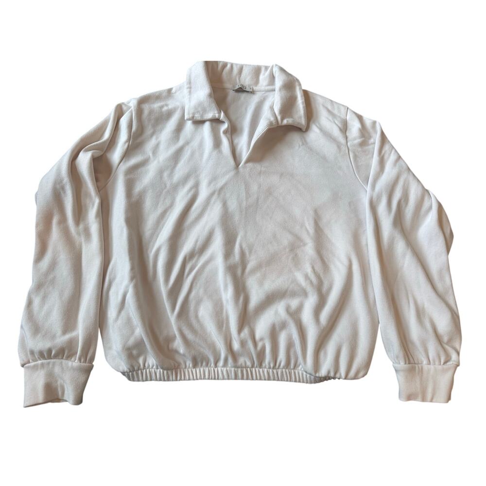 AYR Women Pullover Sweater XL Cream Collared Minimalist Comfy Relaxed Cozy Soft - Picture 9 of 10